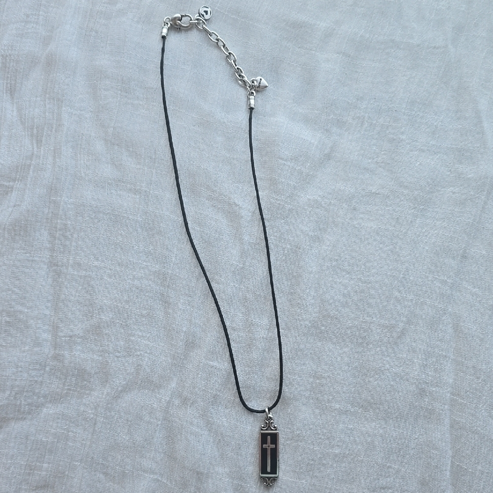 Brighton Black and Silver Minimalist Cross Necklace